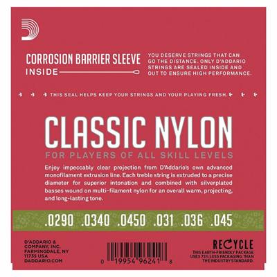 DADDARIO EJ27N 1/2 KLASİK GİTAR TEL SETİ, SILVERPLATED WOUND, NORMAL TENSION