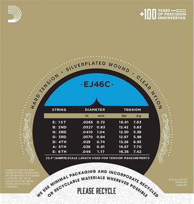 DADDARIO EJ46C PRO-ARTE KLASİK GİTAR TEL SETİ, COMPOSITE CORE, HARD TENSION