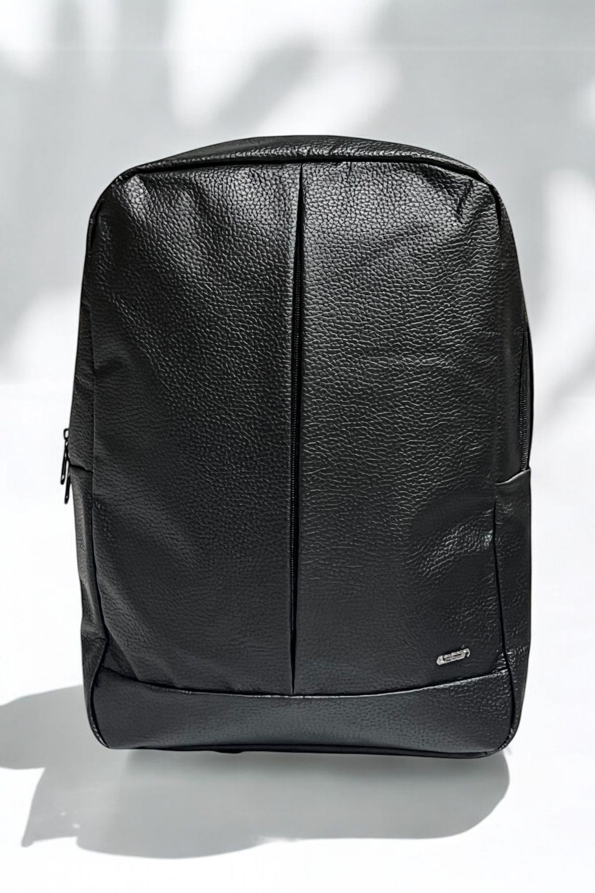 8201 15.6 Inç Suni Deri Siyah Laptop Notebook Evrak Bilgisayar Sırt Çantası