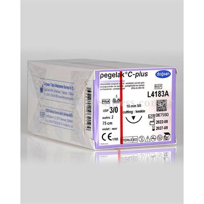 Doğsan Pegelak 3/0 Keskin 75cm PGLA Emilebilir Sütür 12 Adet