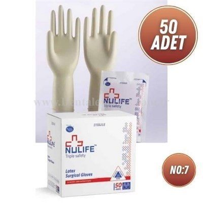 Nulife Lateks Cerrahi Eldiven Pudralı