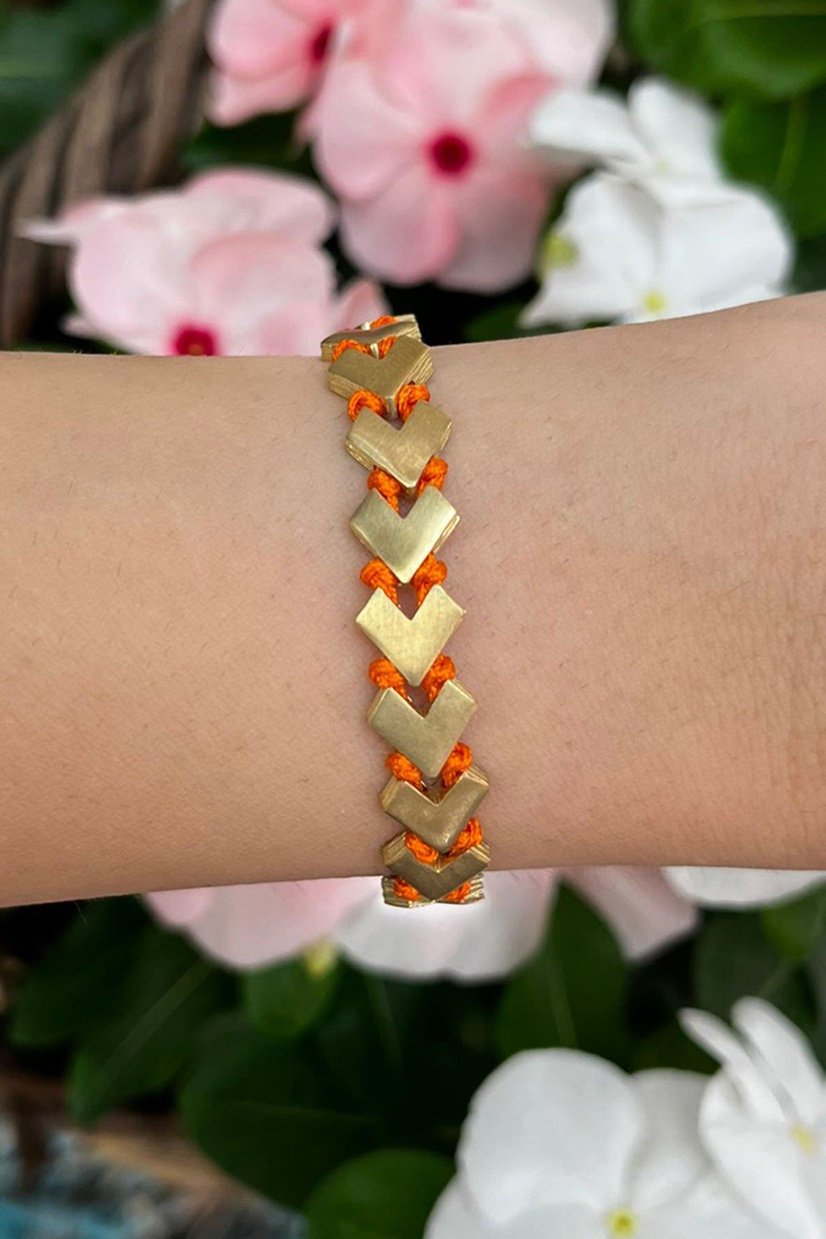 Düğümlü Üçgen Model Bronz Bileklik By-8537