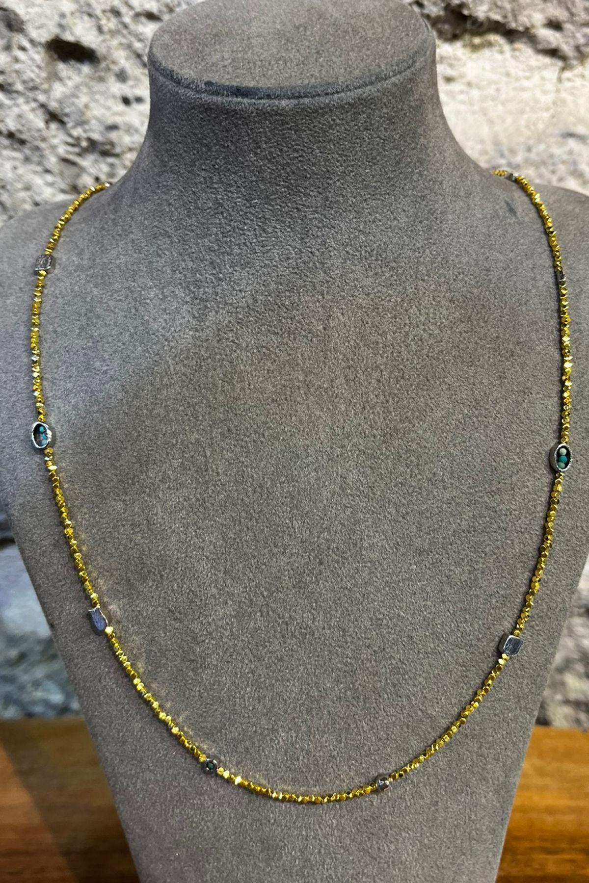 Hematit Taşlı Gümüş Kolye By-8685