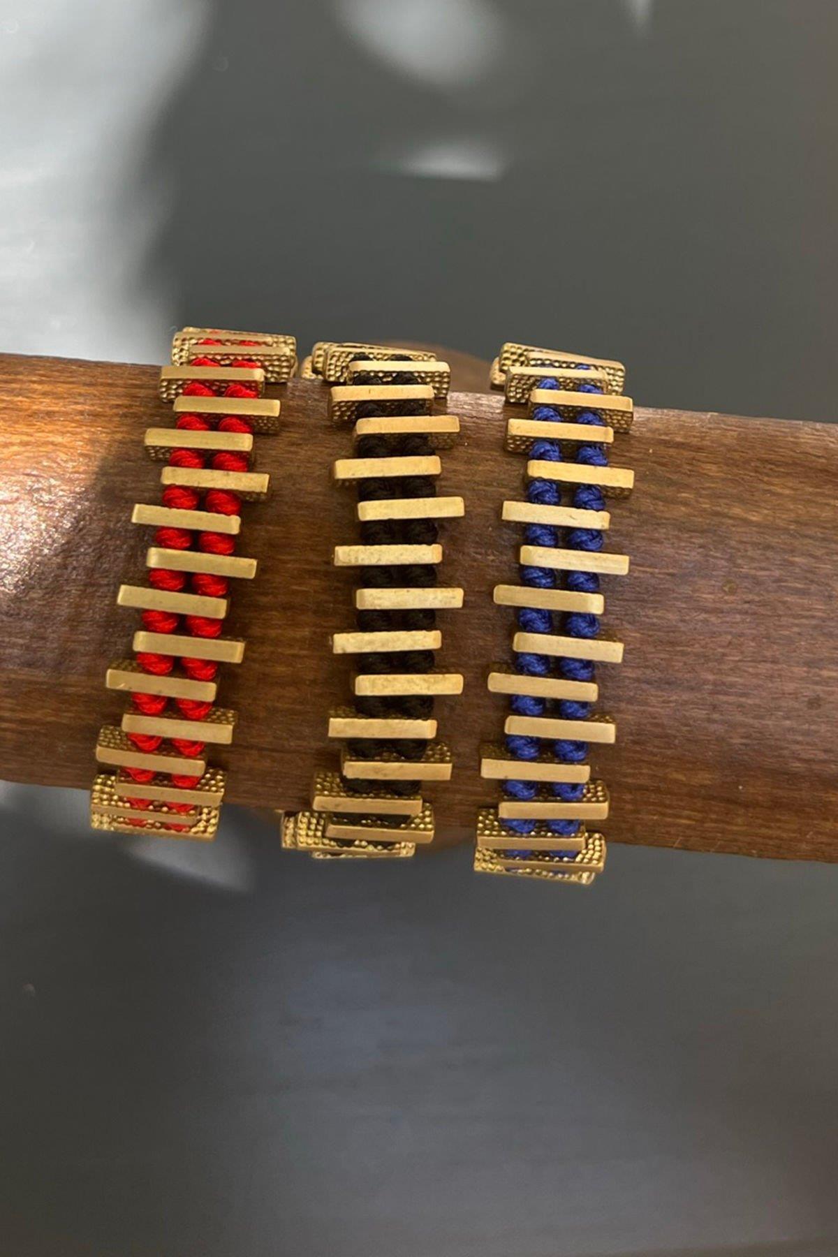 Kalın Çubuk Model Düğümlü Bronz Bileklik By-7364