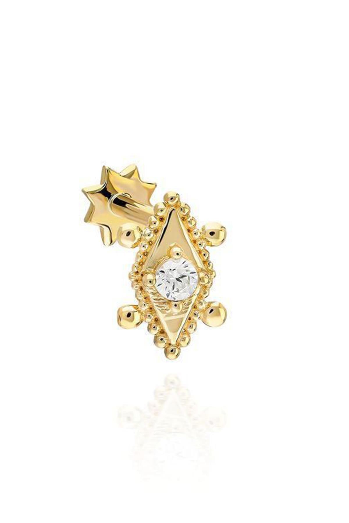 Kalp Altın Kaplama Gümüş Tragus By-9134