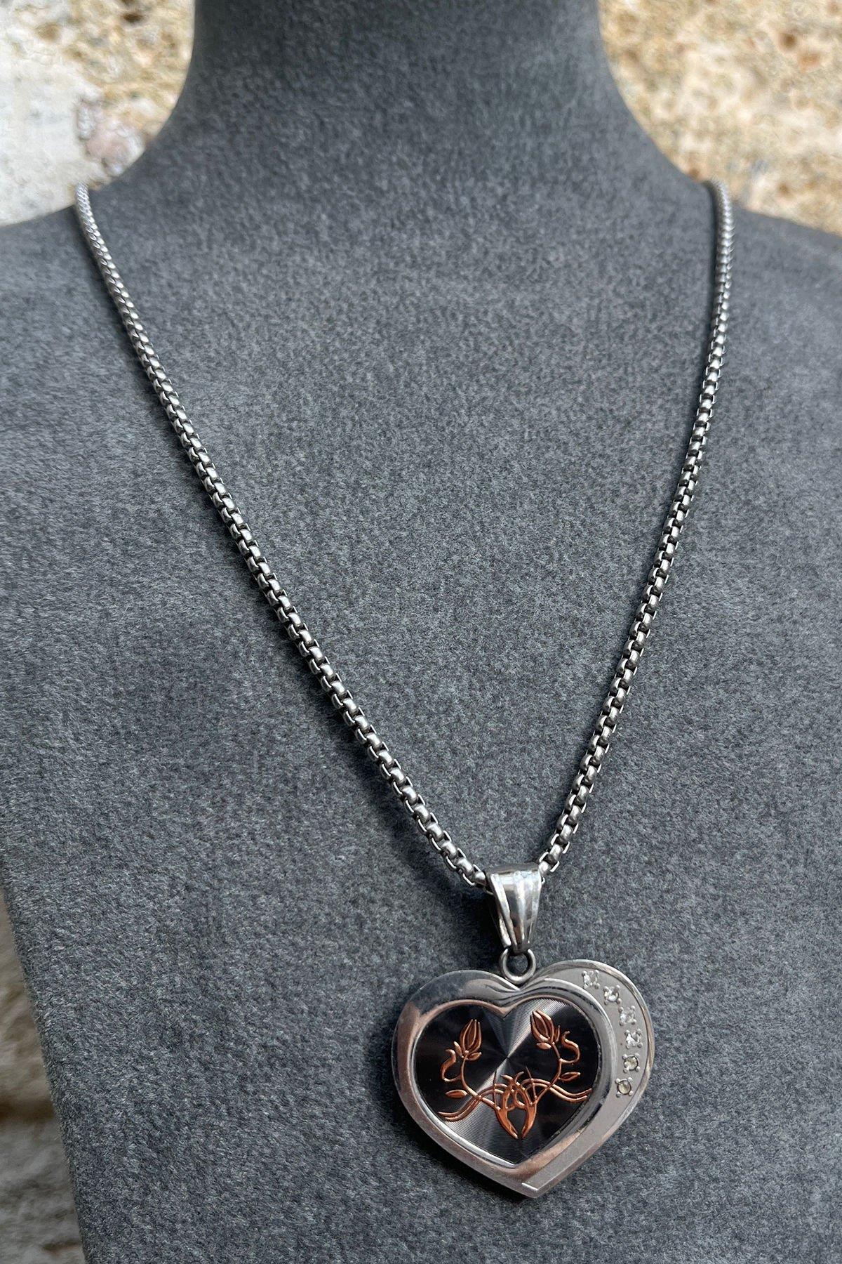 Kalp Model Çelik Erkek Kolye By-7983