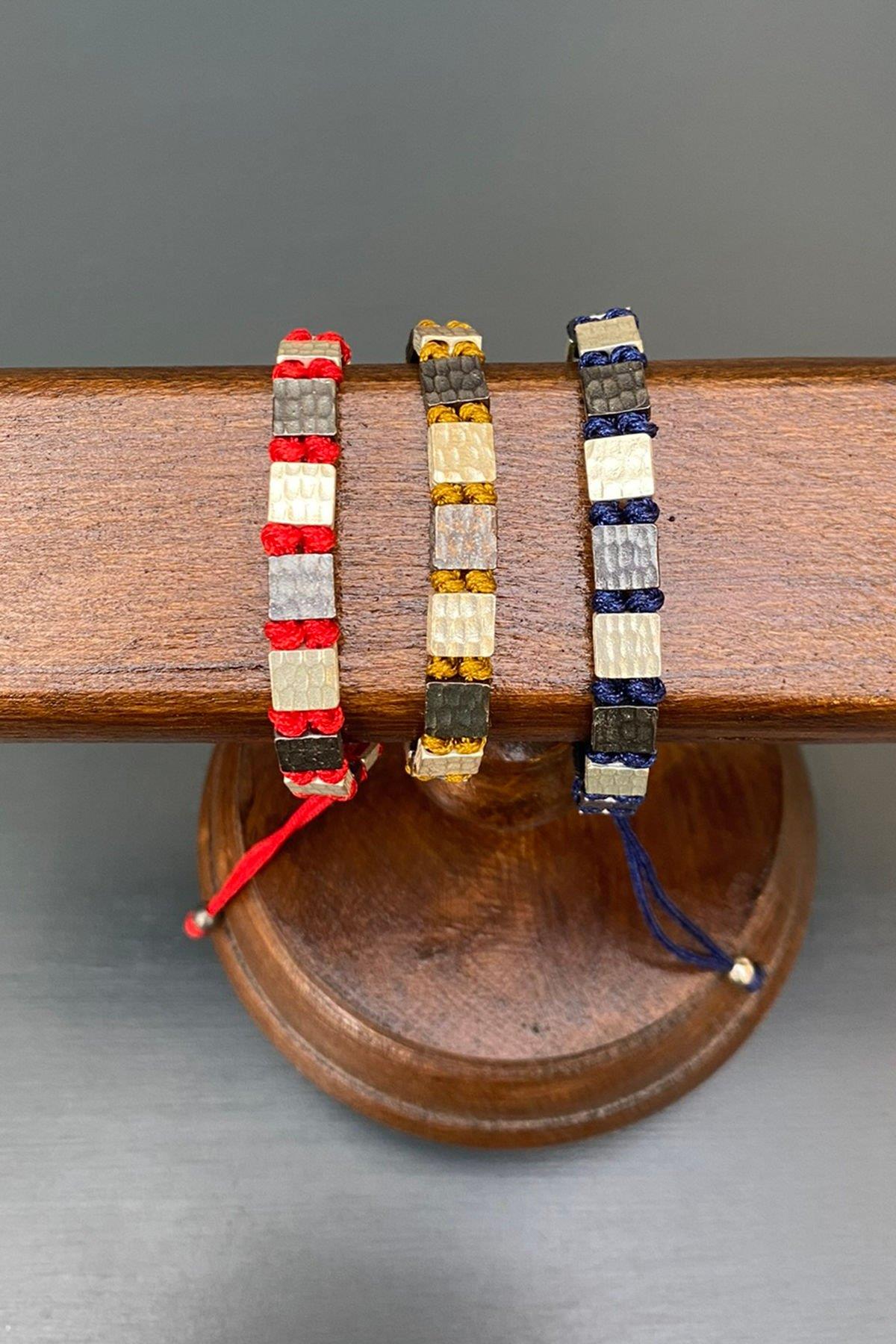 Kare Model Düğümlü Bronz Bileklik By-7157