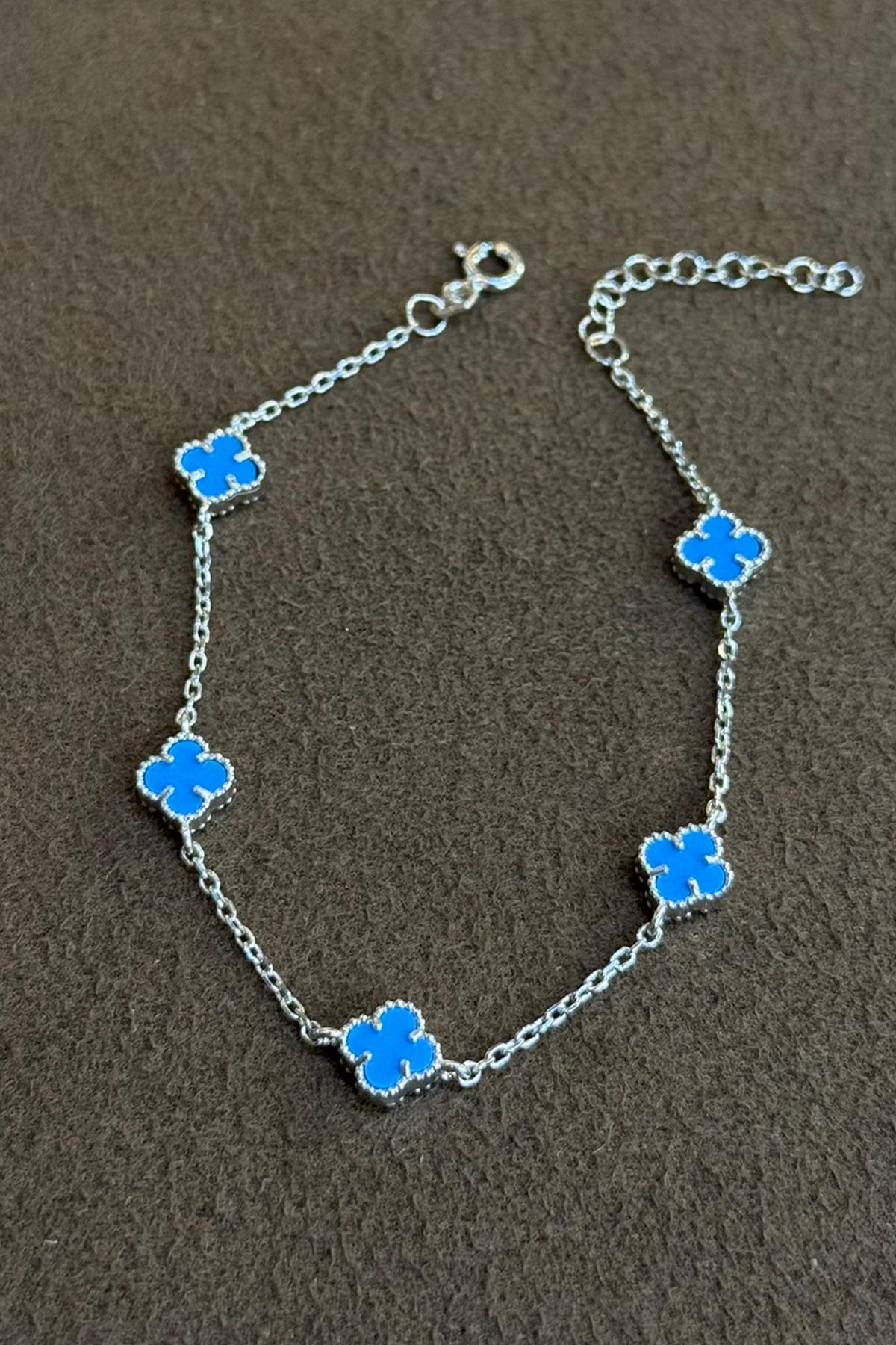 Mavi Taşlı Yonca Bileklik By-9070