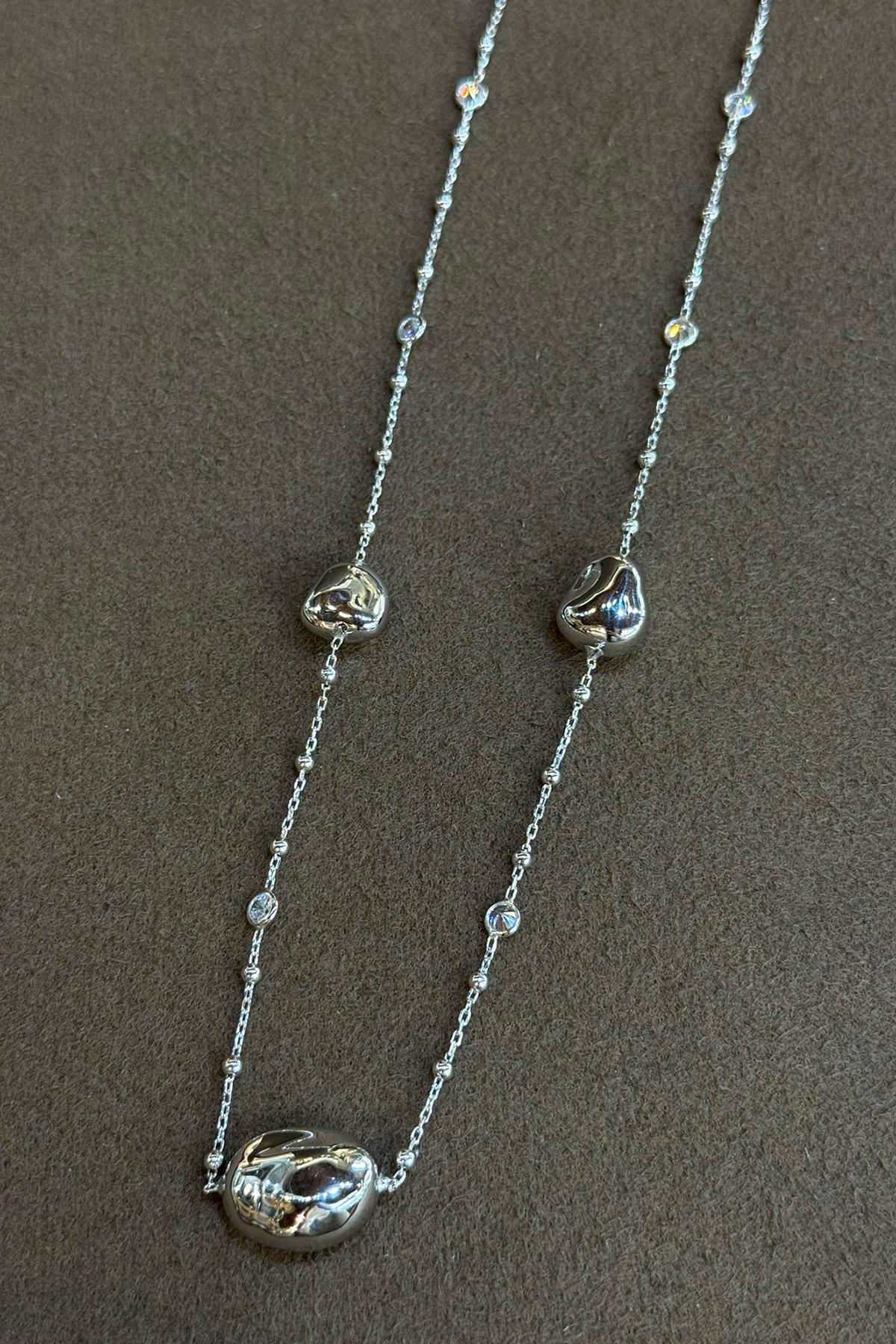 Modern Taşlı Gümüş Kolye By-9106