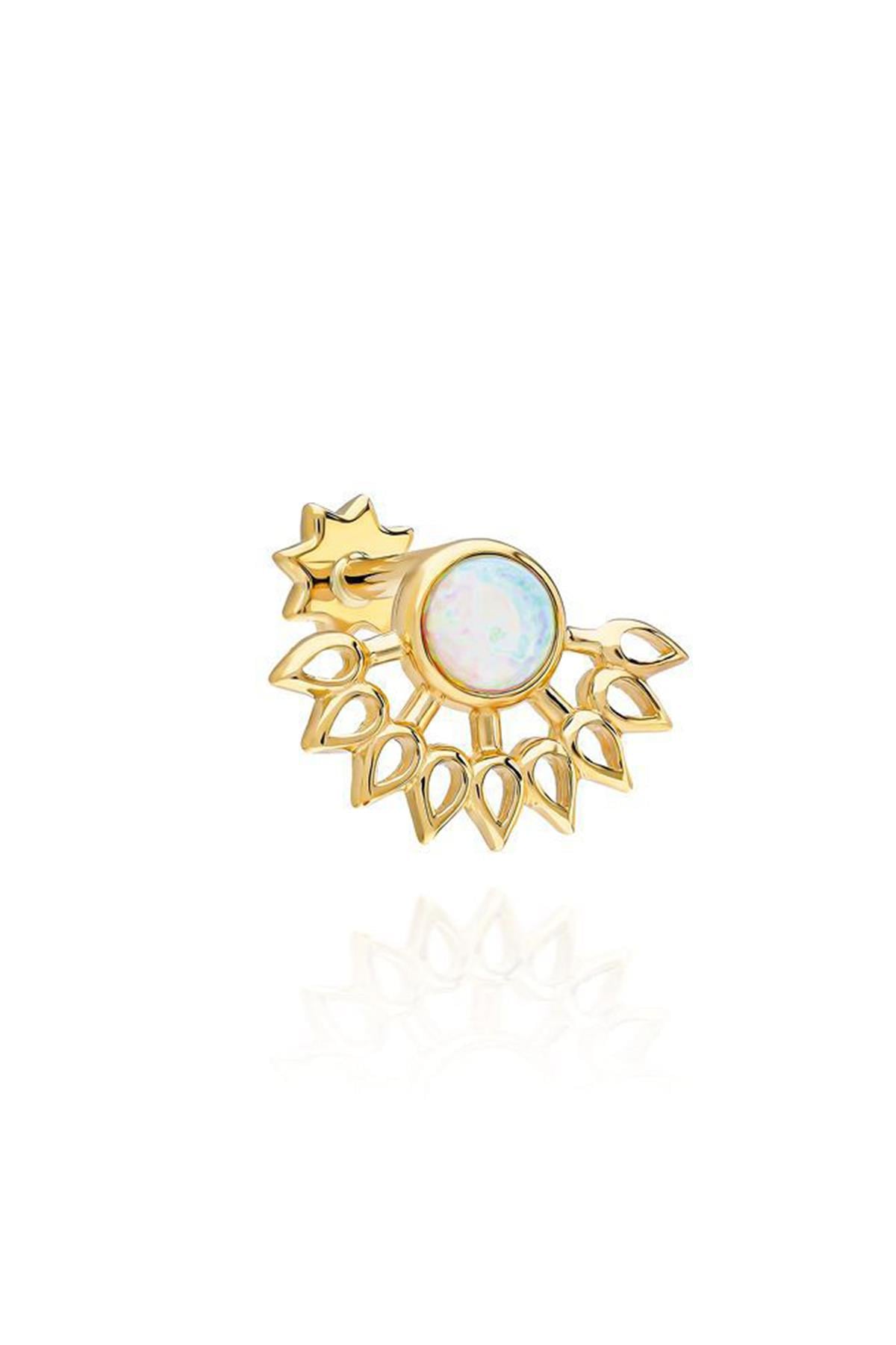 Opal Taşlı Altın Kaplama Gümüş Tragus By-9163