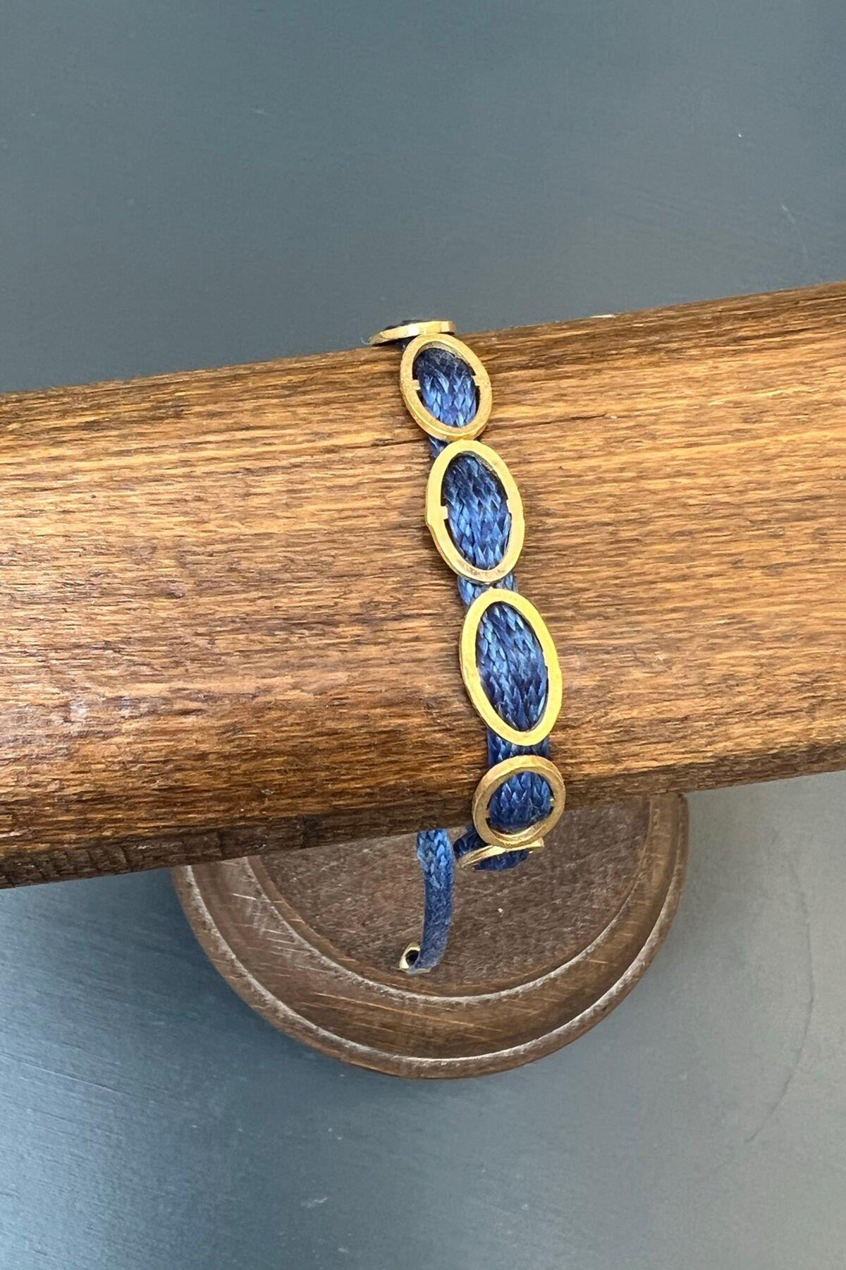 Oval Model Mavi Bronz Bileklik By-6873