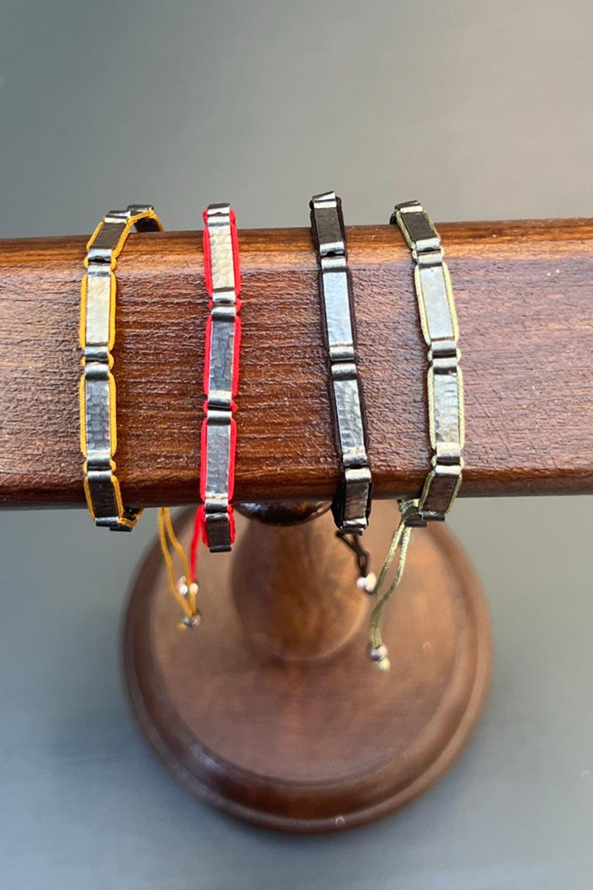 Siyah Rodajlı Dikdörtgen Model Bronz Bileklik By-7351