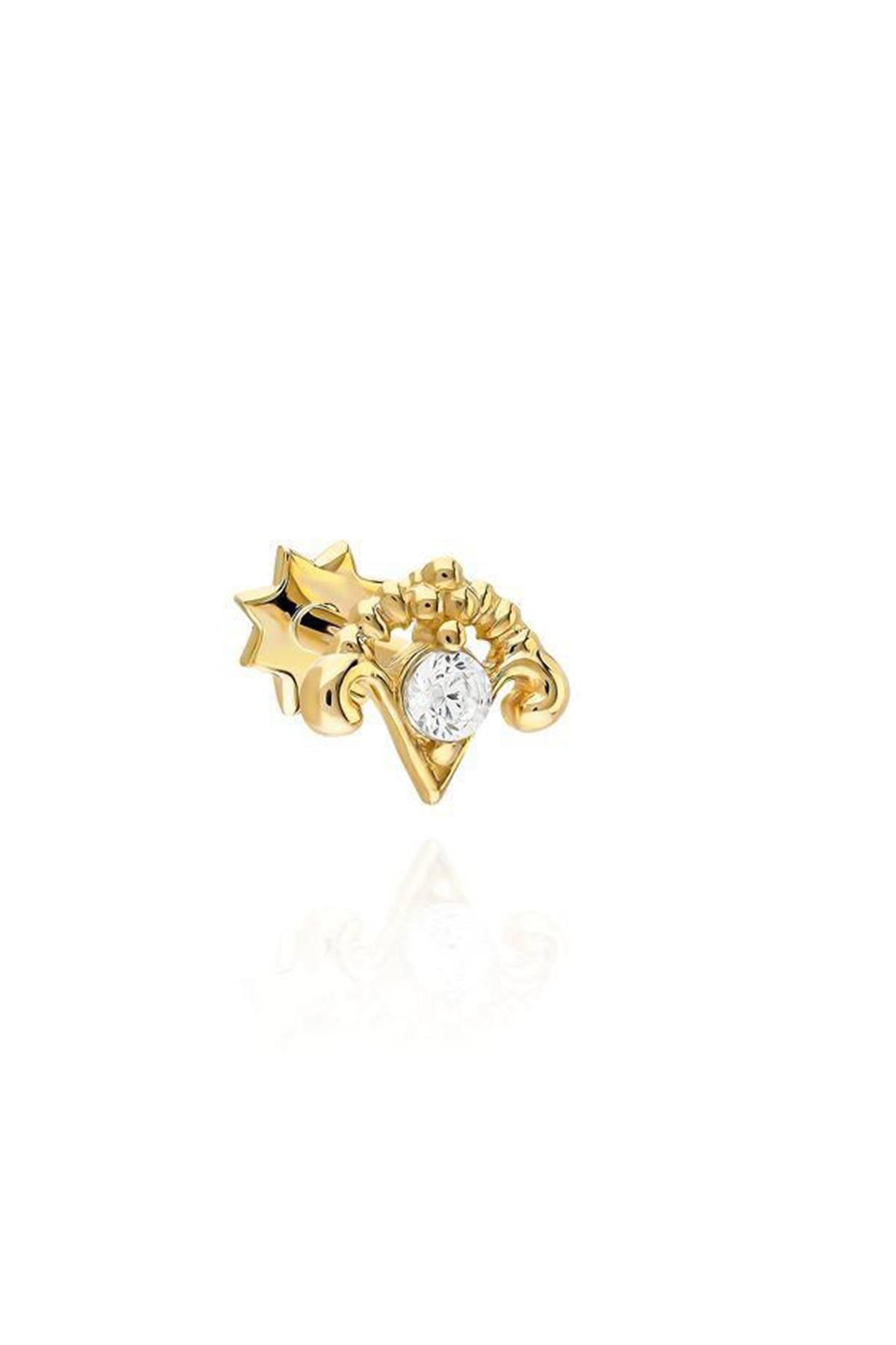 Taşlı Altın Kaplama Gümüş Tragus By-9139
