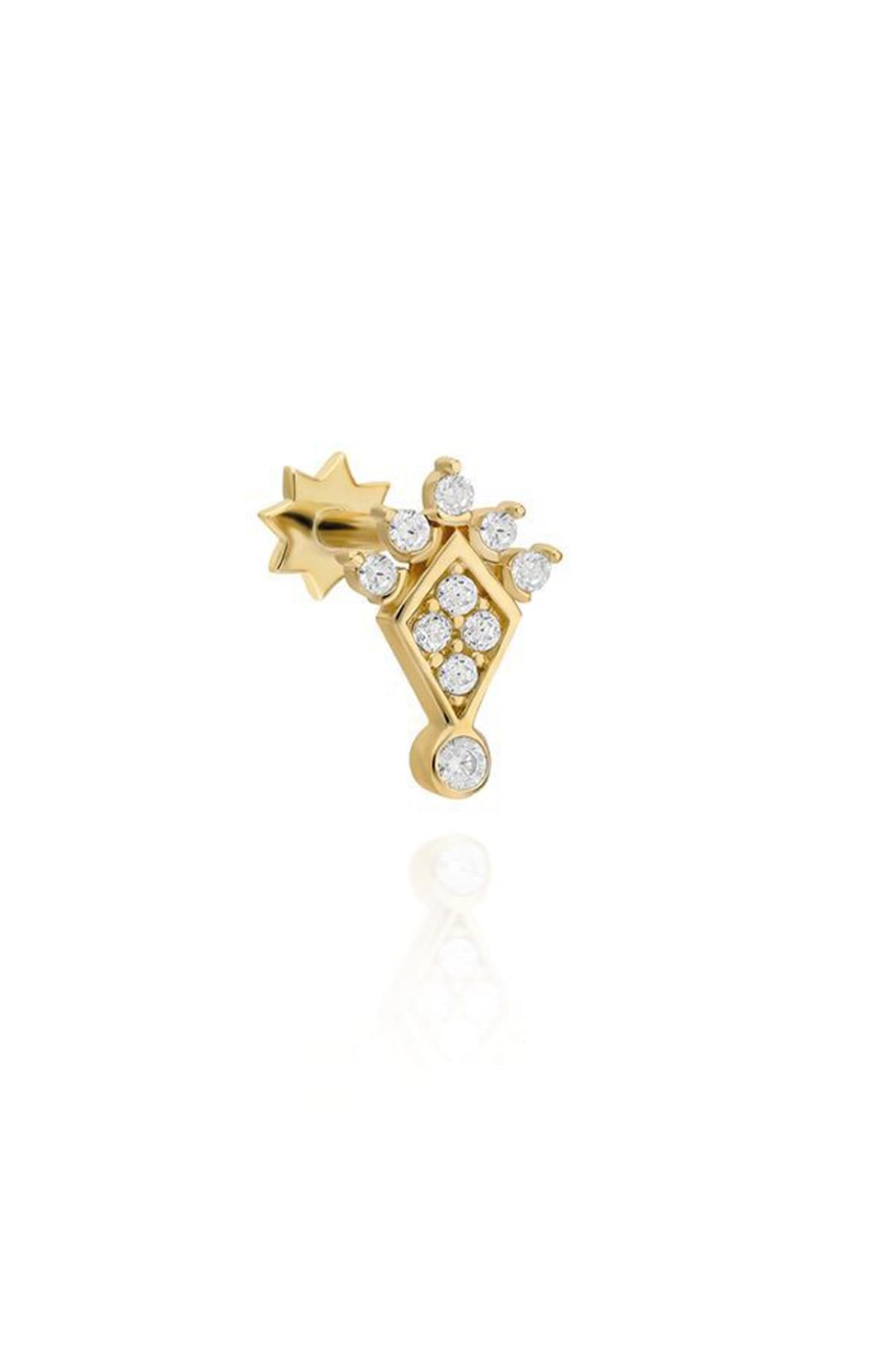 Taşlı Altın Kaplama Gümüş Tragus By-9137
