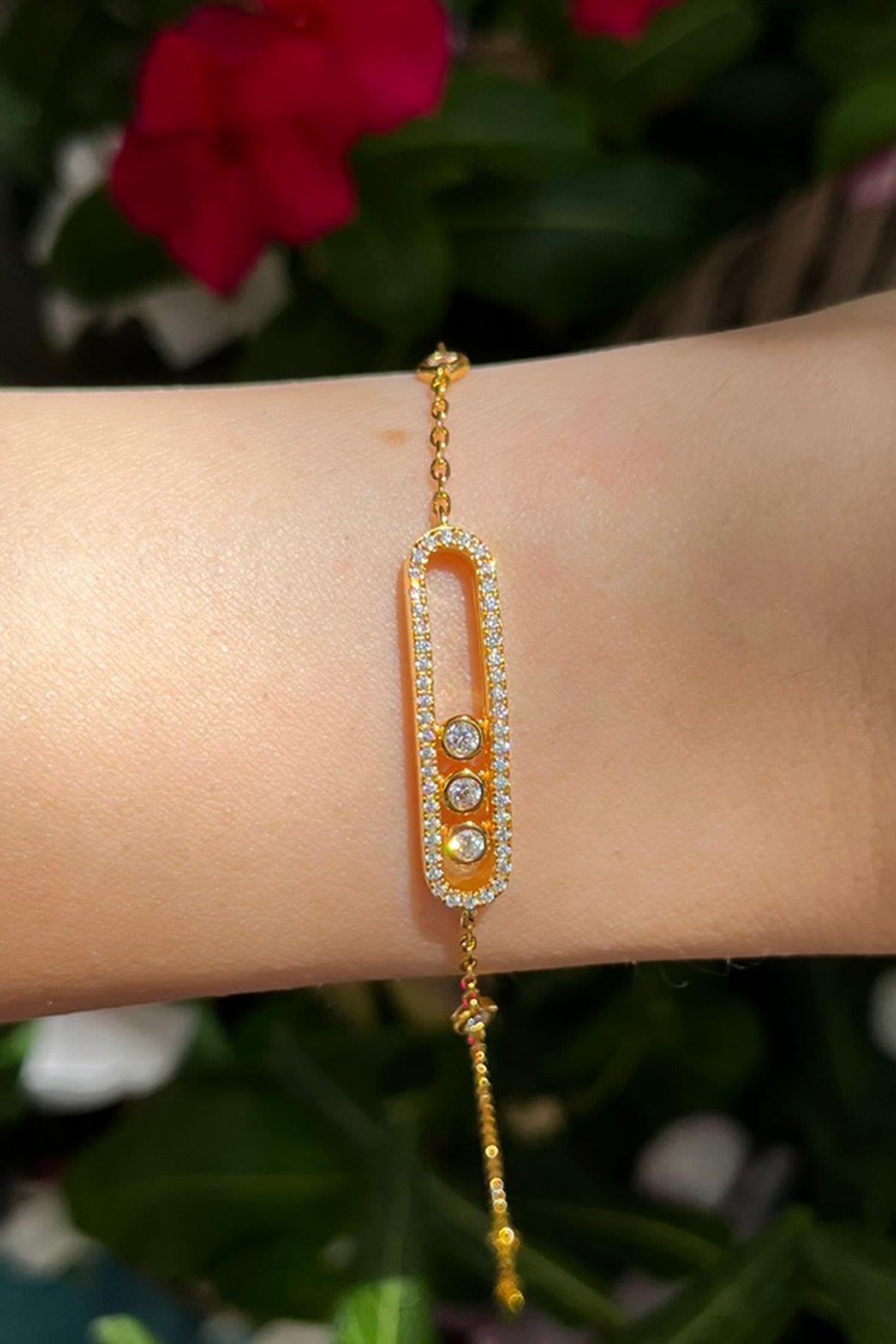 Taşlı Gümüş Bileklik By-8523