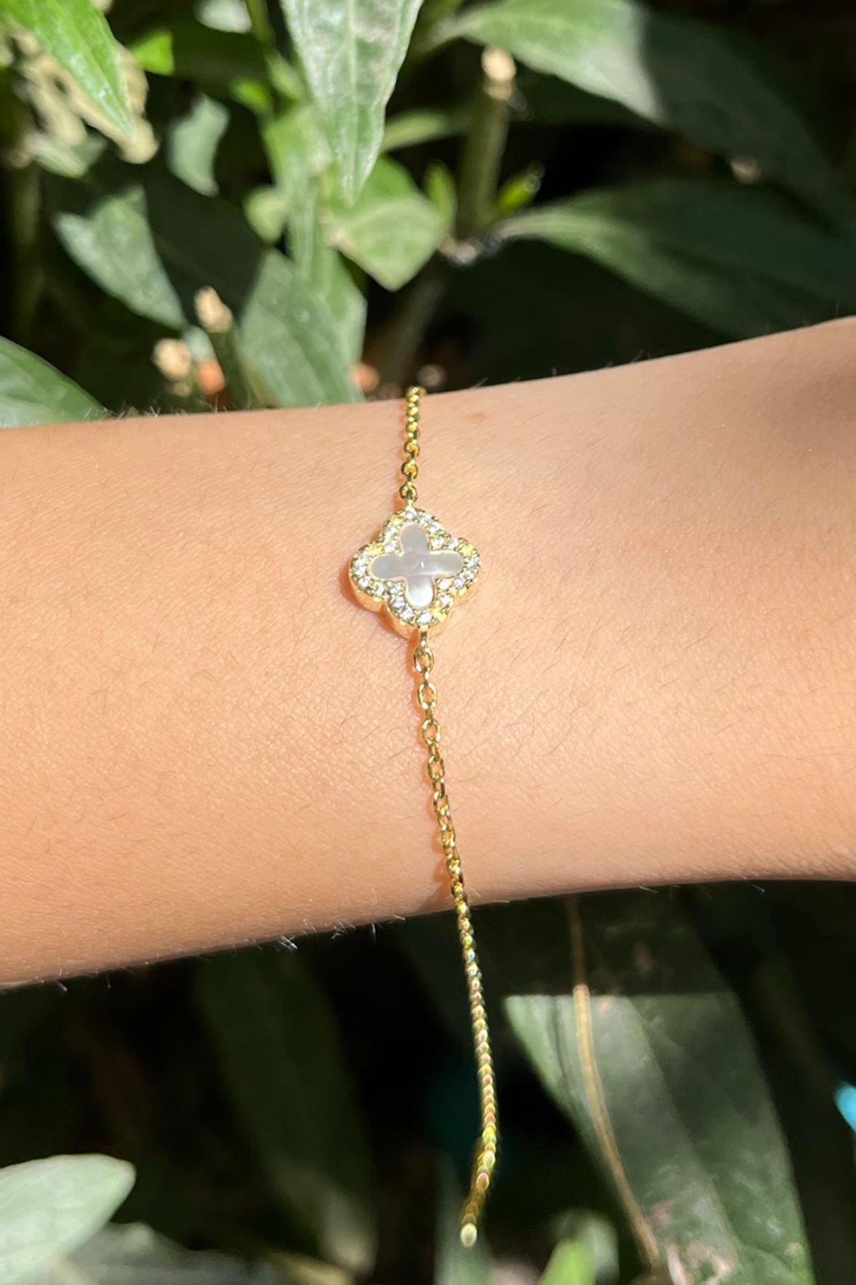 Tekli Van Cleef Model Gümüş Bileklik By-7683