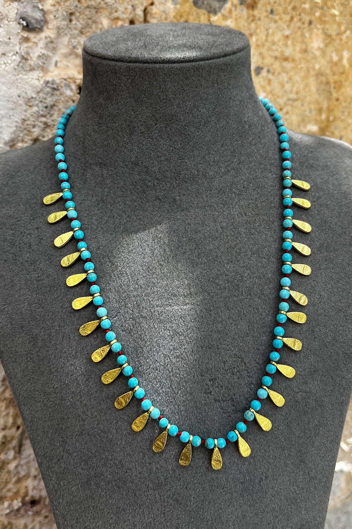 Turkuaz Taşlı Bronz Kolye By-8362