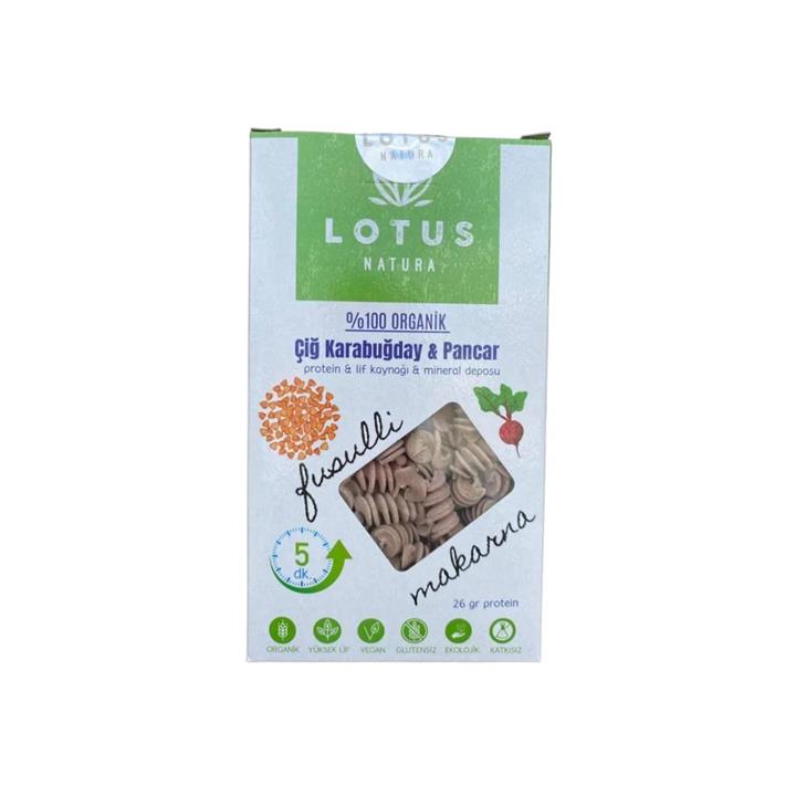 LOTUS NATURA ORGANİK FUSİLLİ ÇİĞ KARABUĞDAY PANCAR MAKARNASI 200 GR