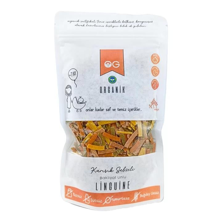 OG ORGANİK KARIŞIK SEBZELİ BAKLİYAT UNLU LİNGUİNE 200 GR