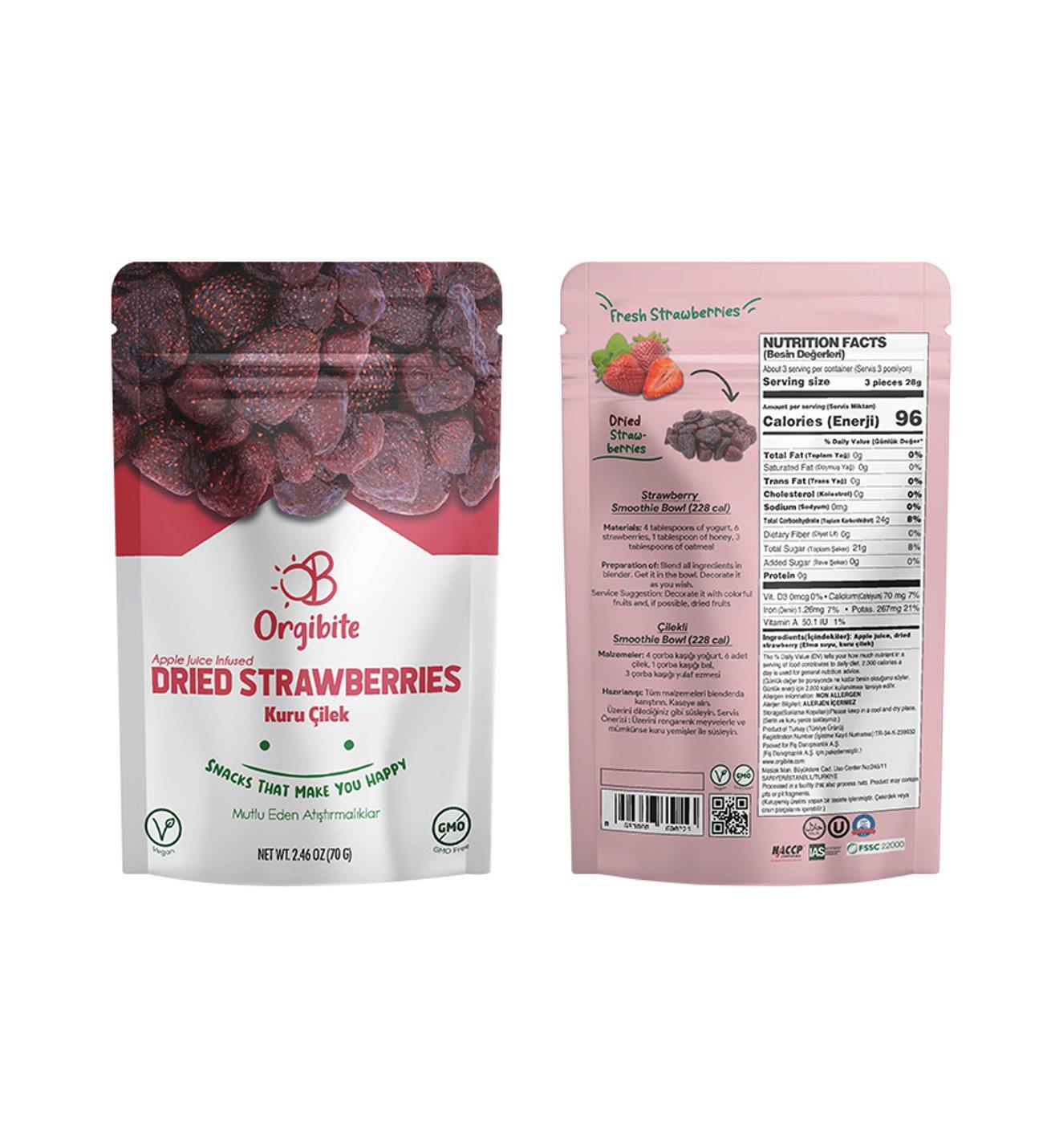 ORGİBİTE ELMA SUYU İNFÜZE KURU ÇİLEK 70 GR