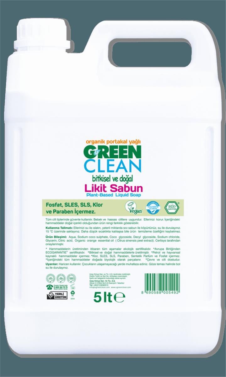 U GREEN CLEAN LİKİT SABUN 5 L