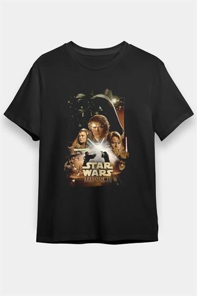 Unisex Bol Kalıp Star Wars (DART VADER) Baskılı Siyah Tişört - Tshirt
