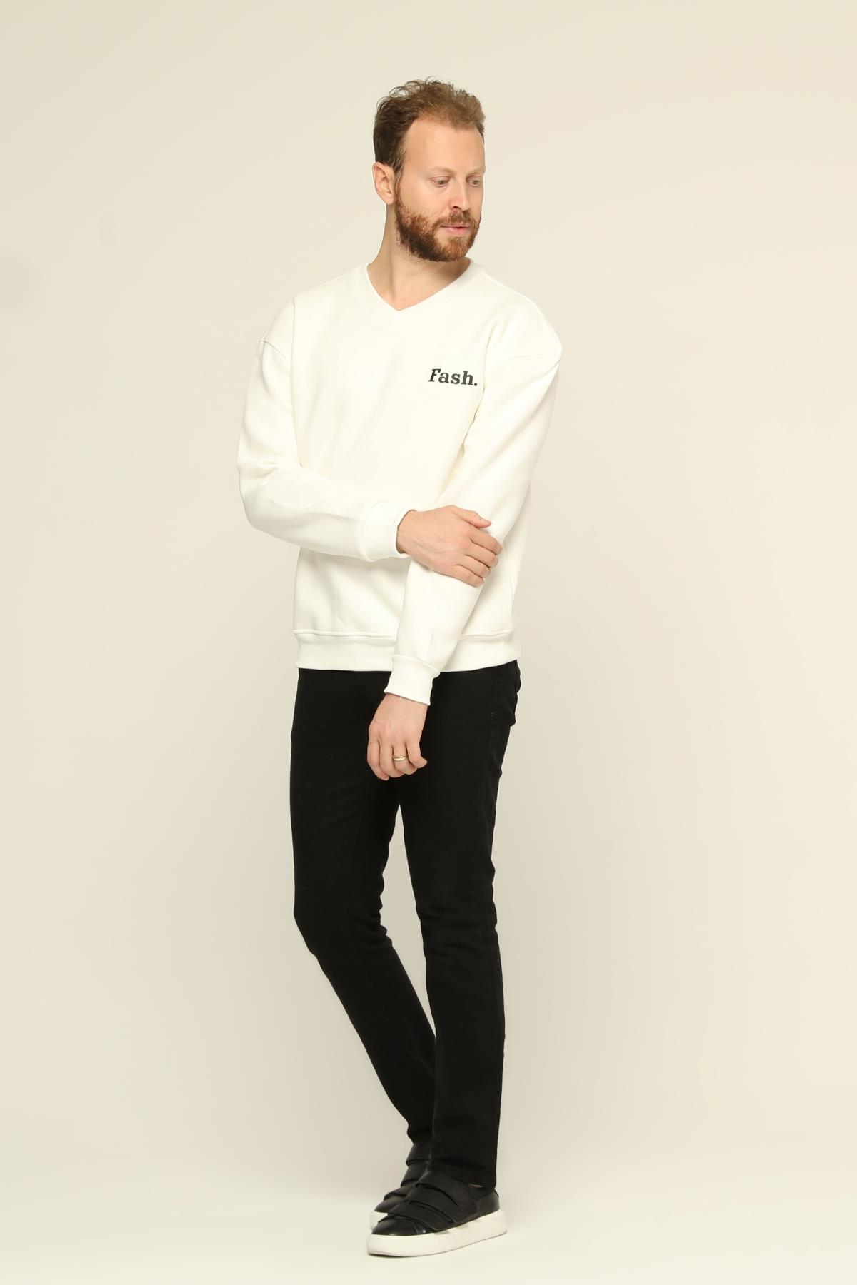 Erkek V Yaka Sweatshirt Erkek Sweatshirt Rahat ve k Tasar mlar