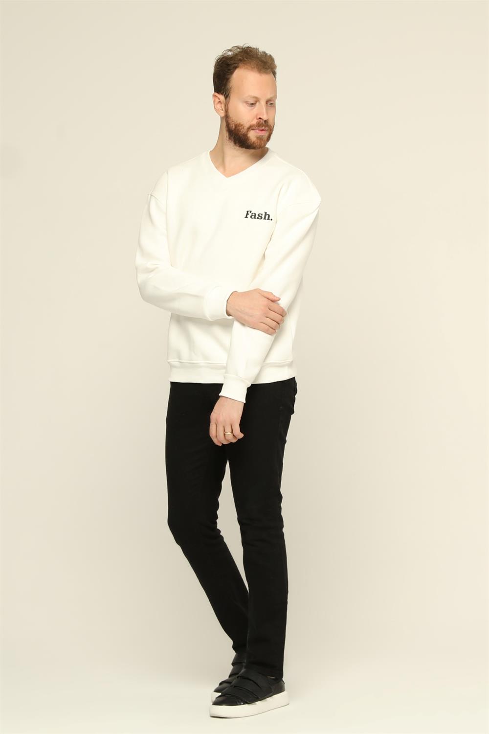 Erkek V Yaka Sweatshirt Erkek Sweatshirt Rahat ve k Tasar mlar