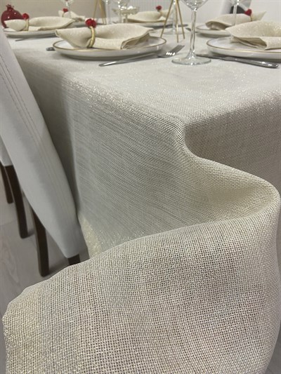 Zeren Home Elite Masa Örtüsü + Runner Takım | Lekeye Dayanıklı Simli Gold