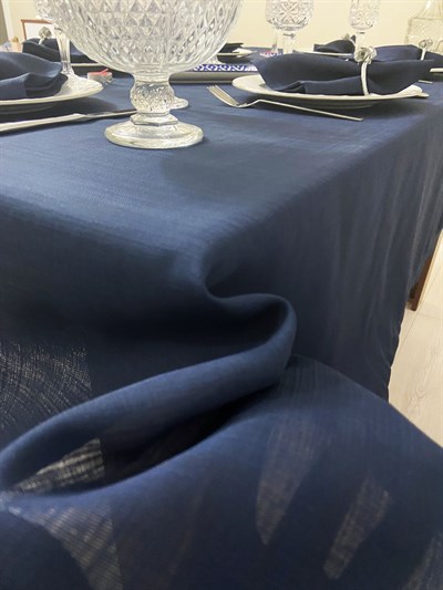 Zeren Home Elite Masa Örtüsü + Runner Takım | Lekeye Dayanıklı Lacivert