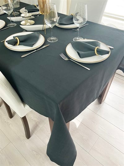 Zeren Home Elite Masa Örtüsü + Runner Takım | Lekeye Dayanıklı Antrasit