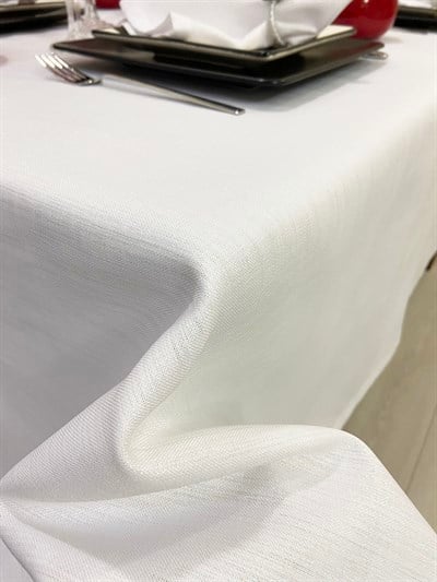 Zeren Home Elite Masa Örtüsü + Runner Takım | Lekeye Dayanıklı Simli Beyaz