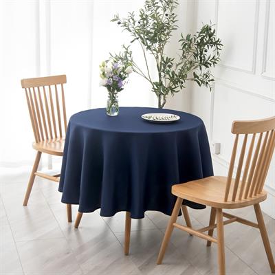 Zeren Home Sıvıya Dayanıklı Yuvarlak Dertsiz Keten Masa Örtüsü Lacivert