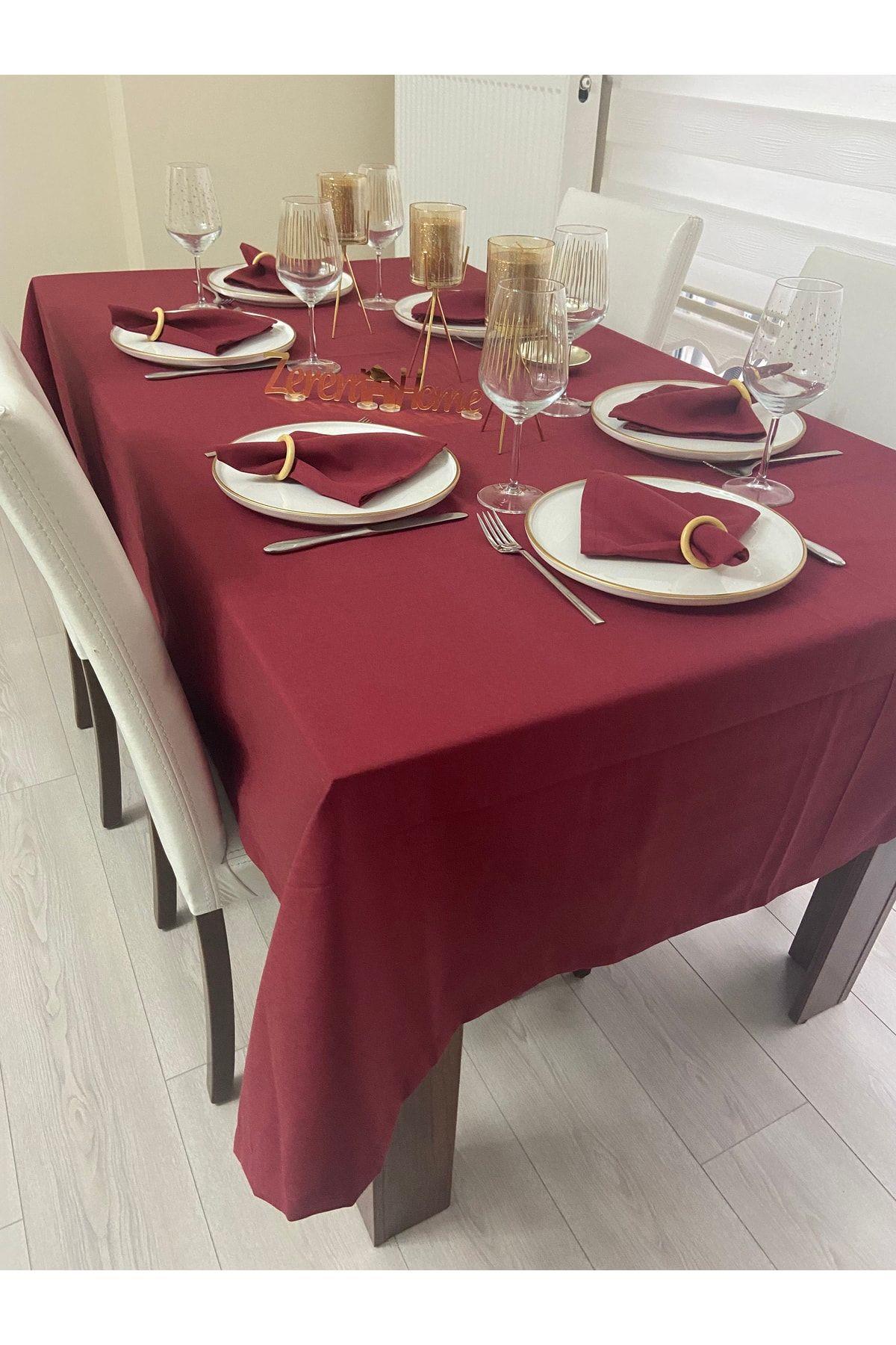 Sıvı Geçirmez Dertsiz Masa Örtüsü Bordo 25 Parça