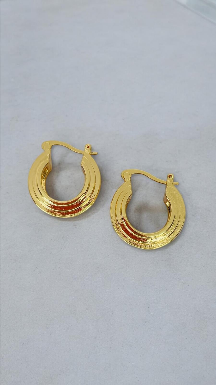 Çizgili Gold Halka Küpe