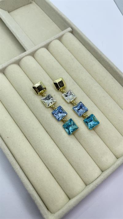 Premium Seri Mavi Taşlı Küpe