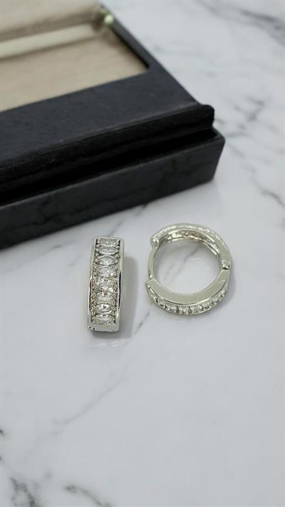 Taşlı Mini Halka Küpe