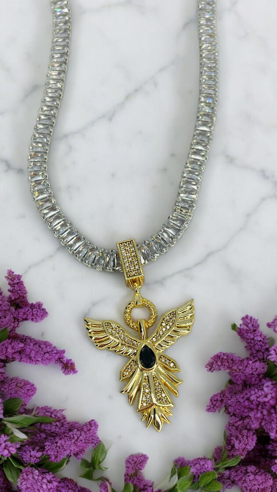 Anka Kuşu Uçlu Baget Suyolu Kolye