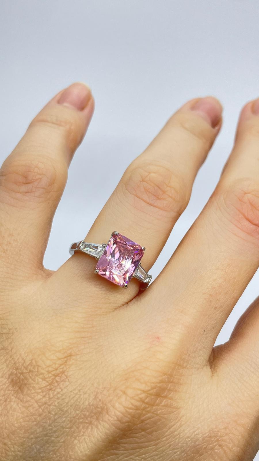 Baget Mini Pembe Taşlı Numaralı Yüzük