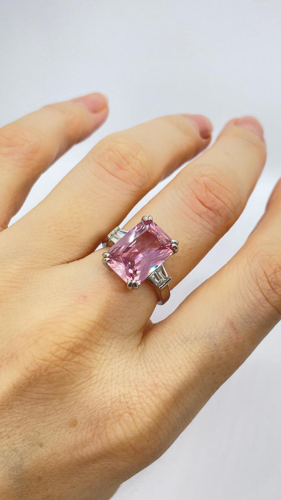 Baget Pembe Taşlı Numaralı Yüzük