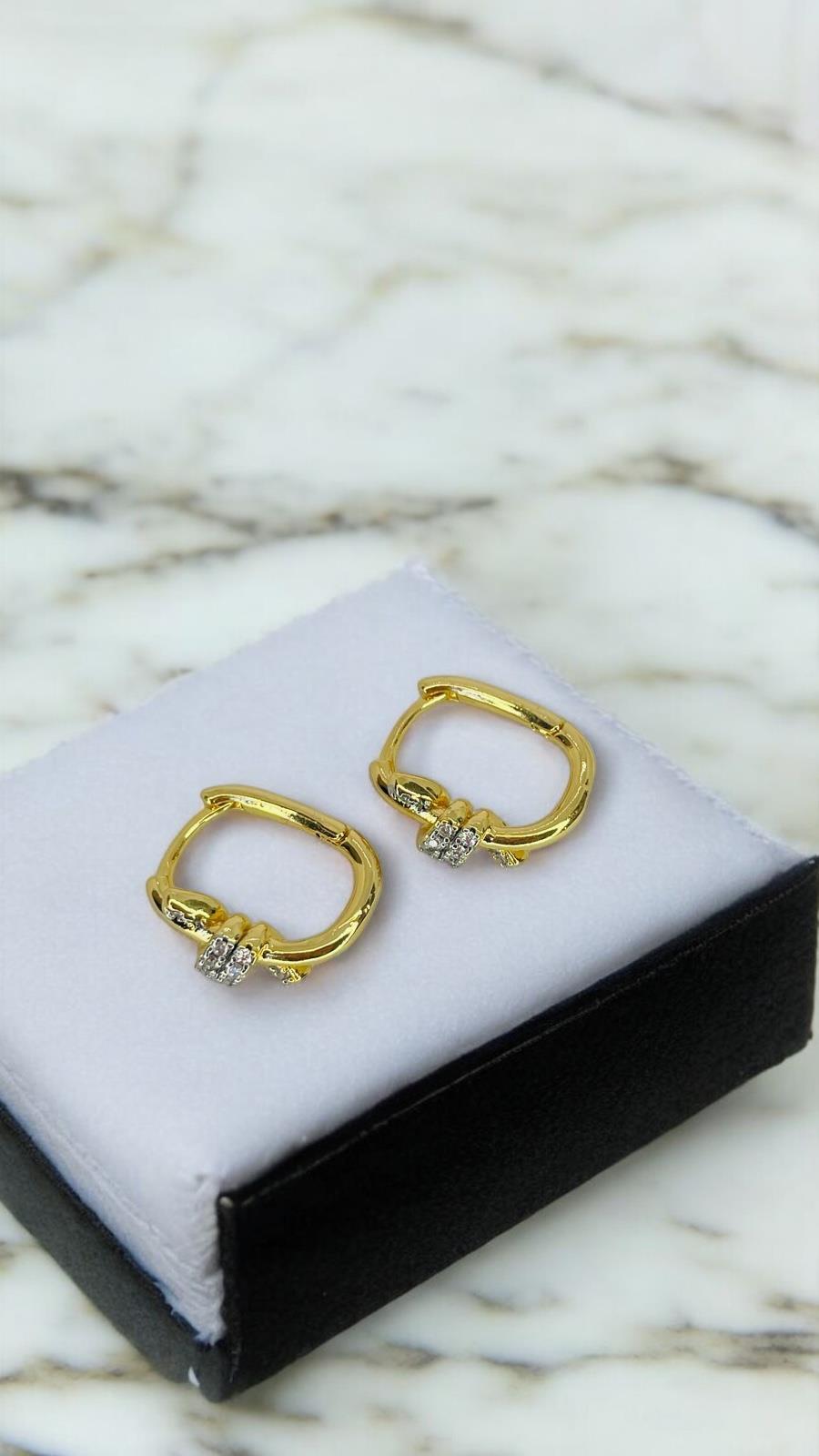 Burgu Detaylı Gold Küpe Mini Boy