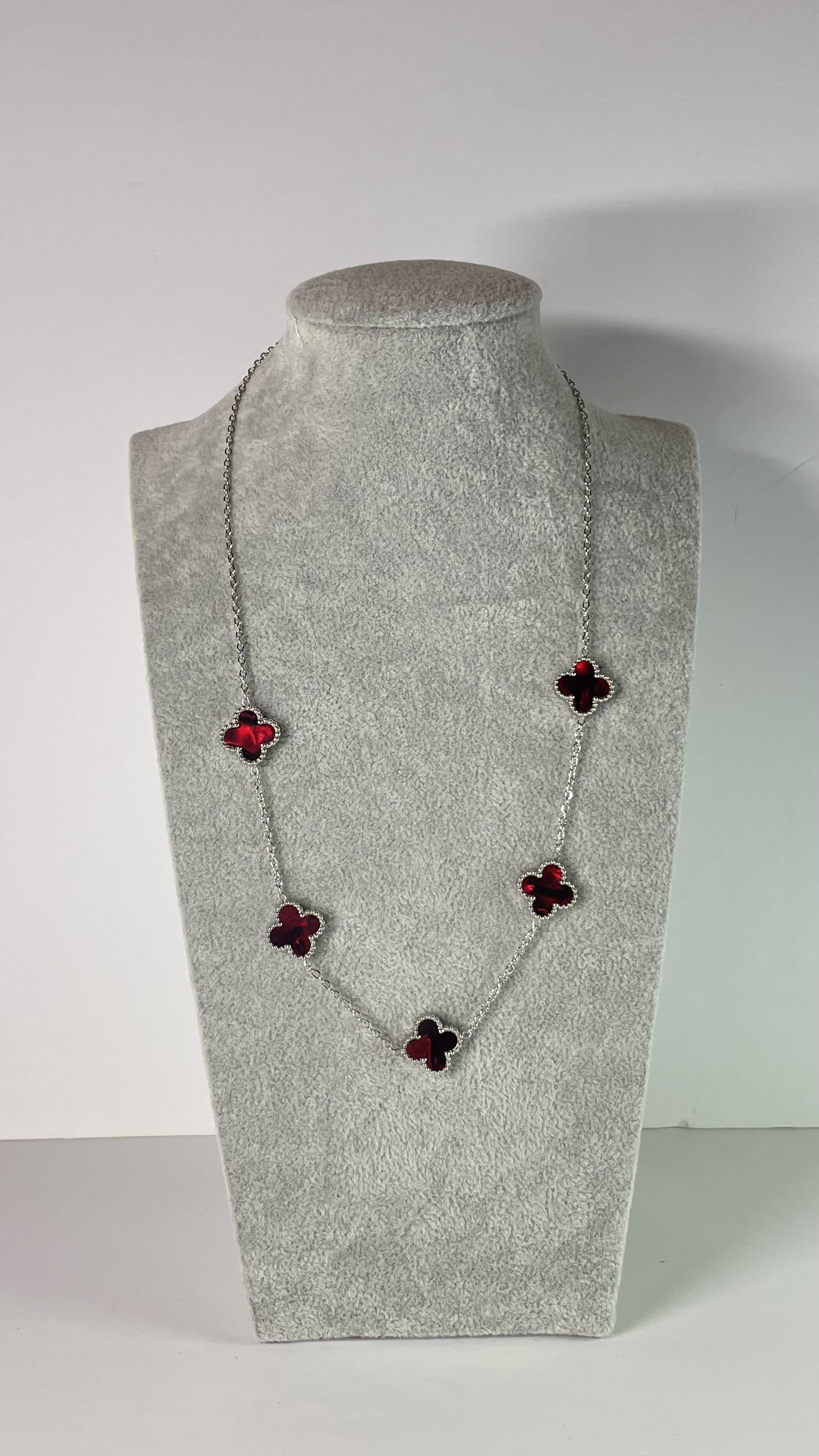 Çelik Holo Kırmızı Silver Kolye