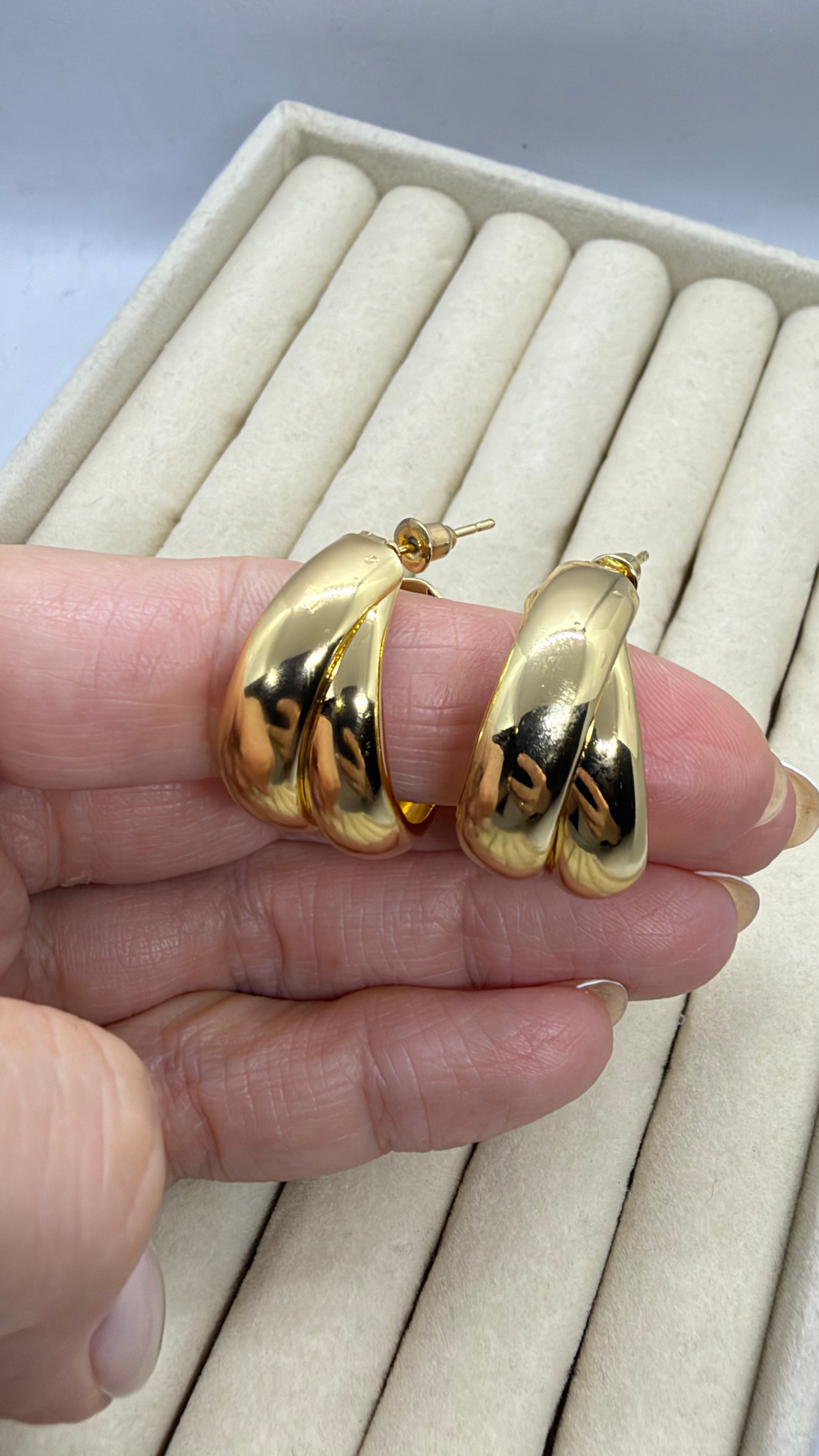 Gold İkili Halka Küpe