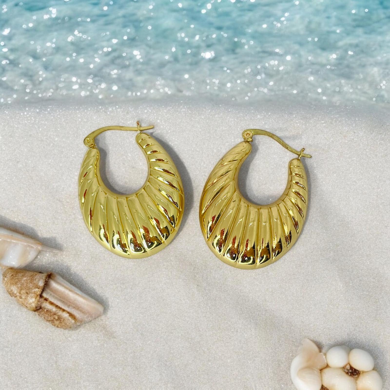 İstiridye Gold Halka Küpe