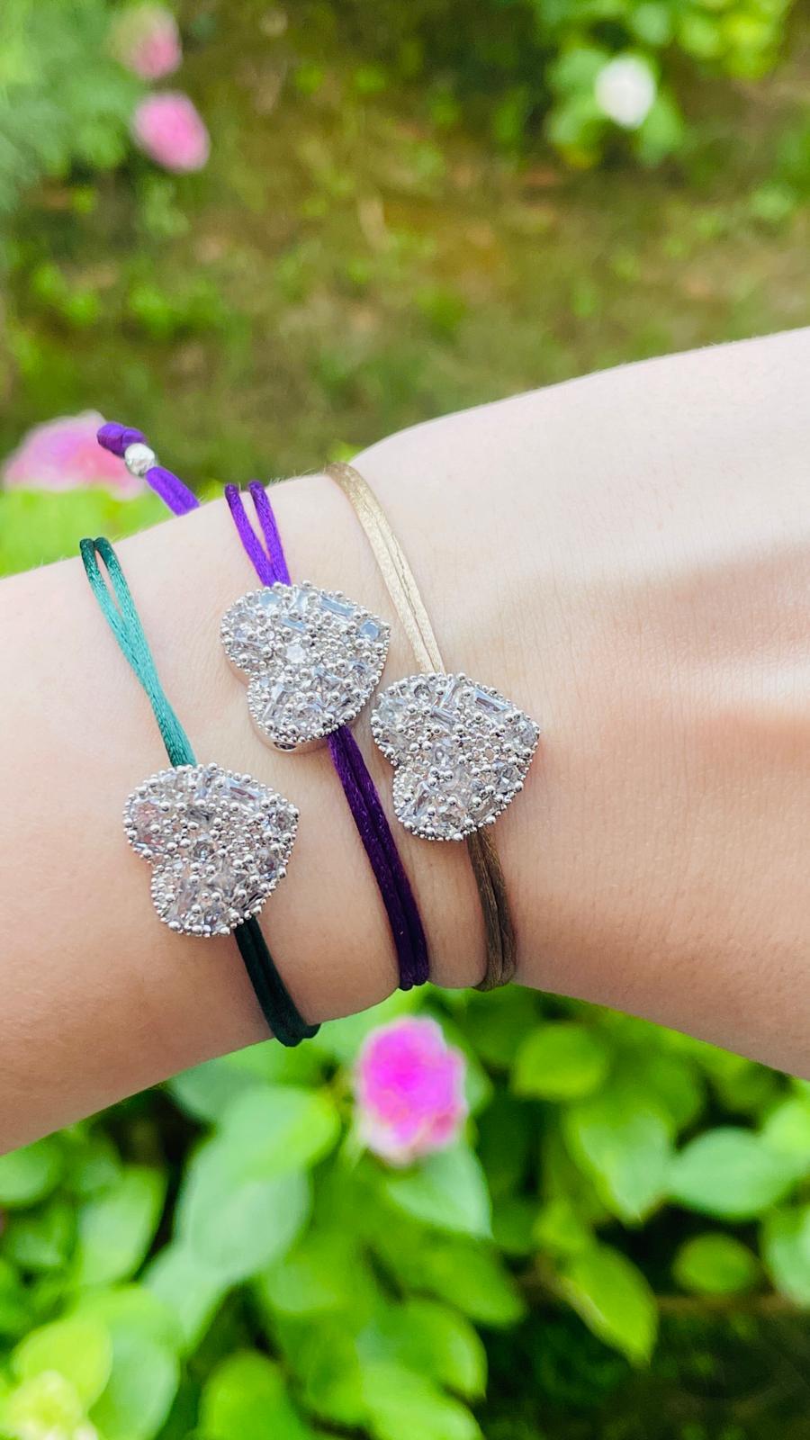 Kalp Taşlı İp Bileklik