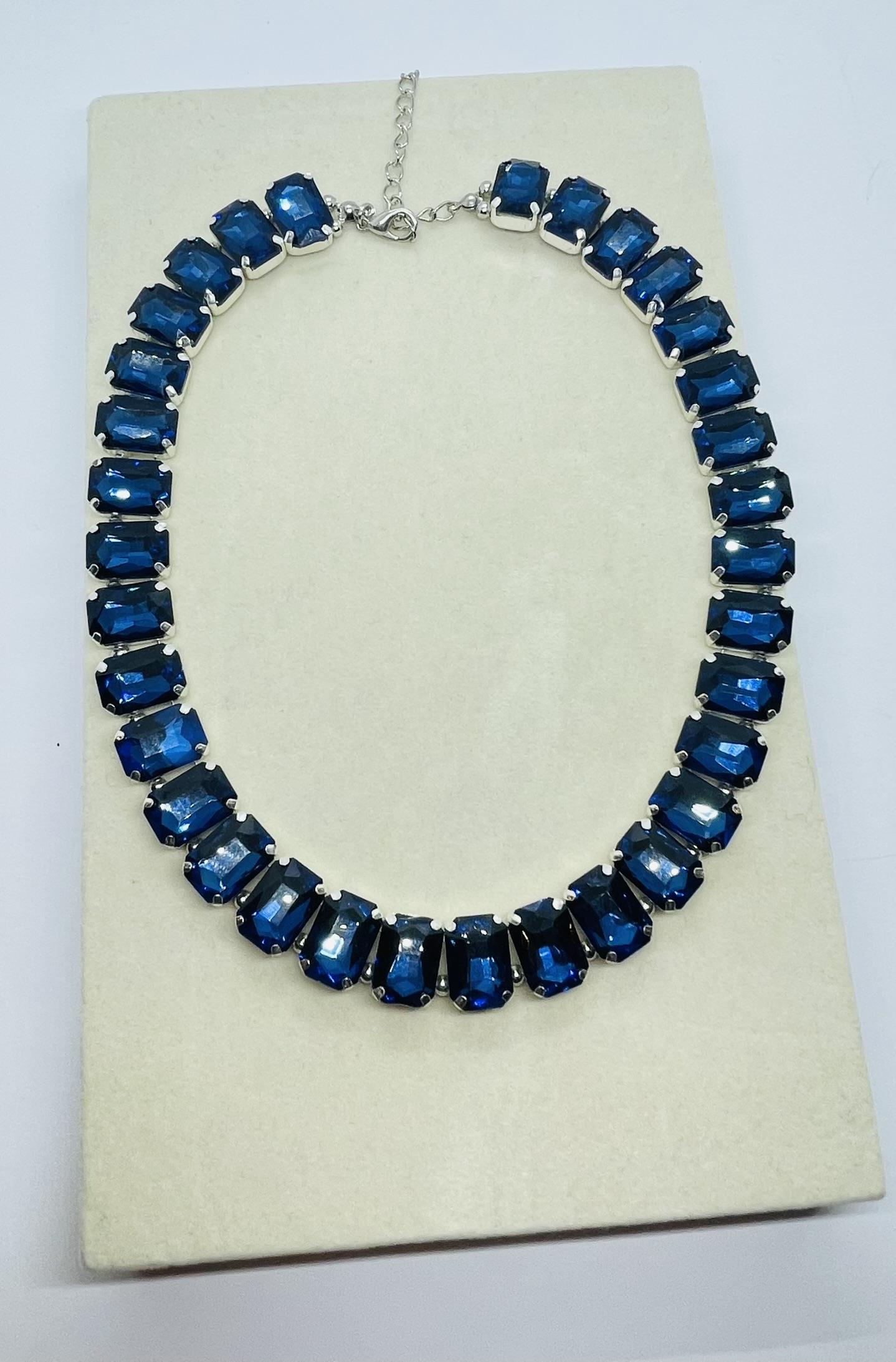 Lacivert Swa Taşlı Choker Kolye