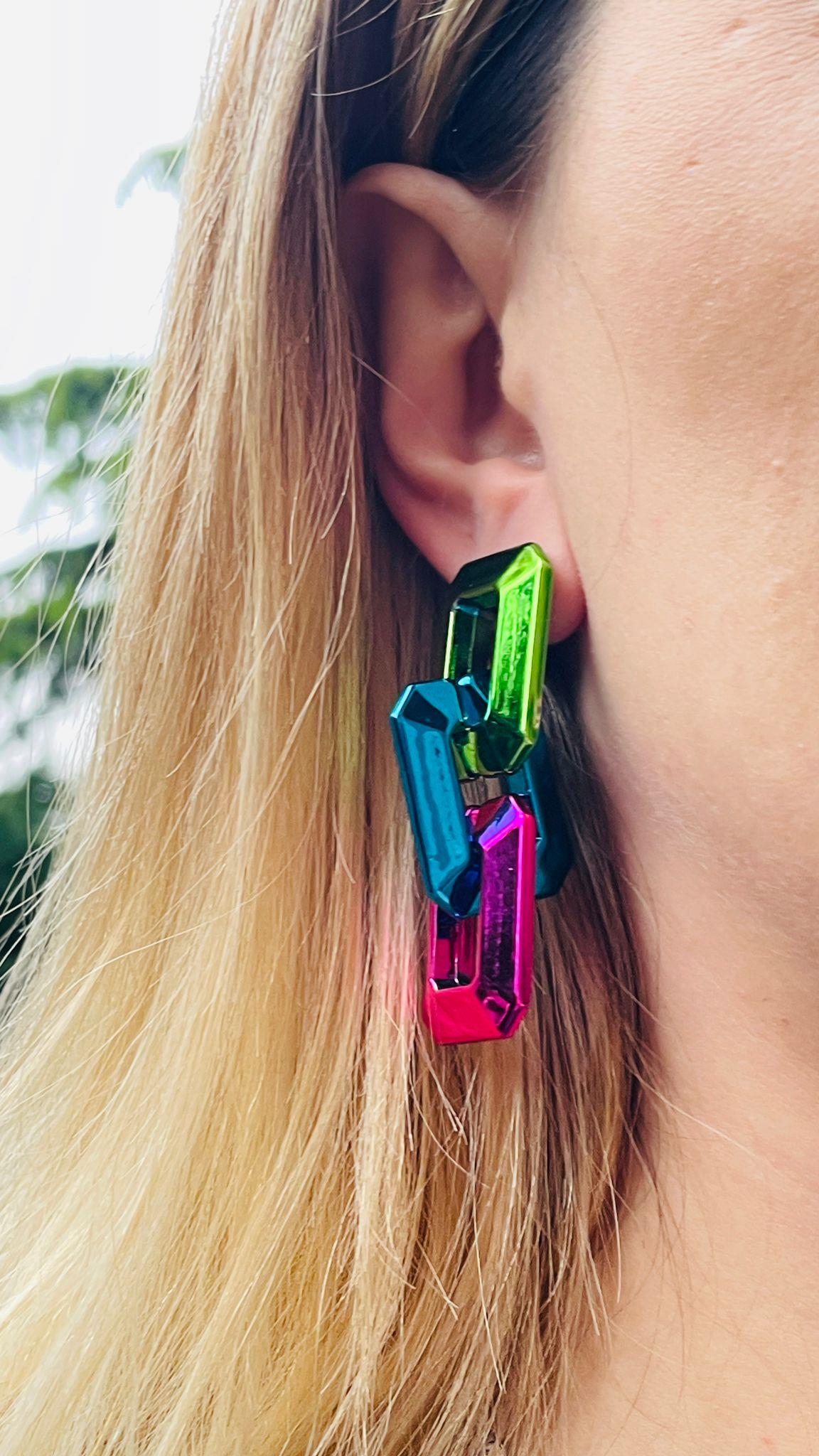 Multi Color Akrilik Sallantılı Küpe