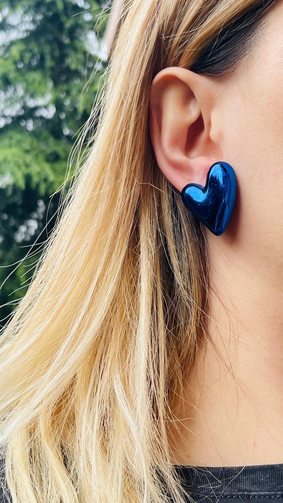 Neon Mavi Kalp Küpe