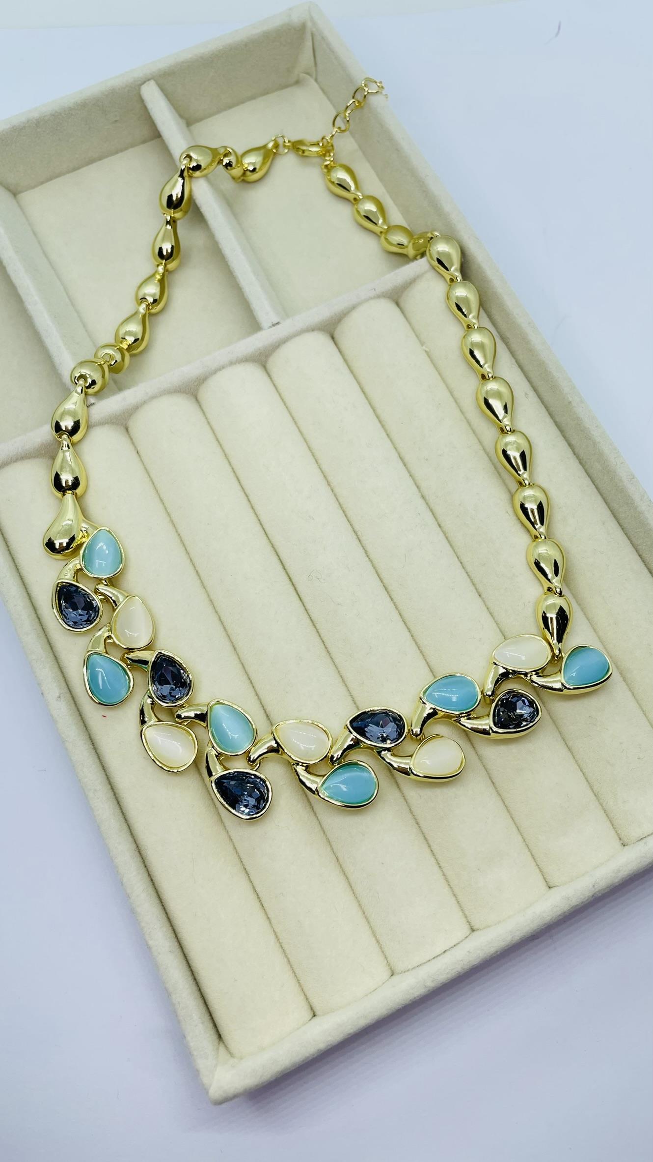 Premium Seri Damla Mavi Taşlı Kolye