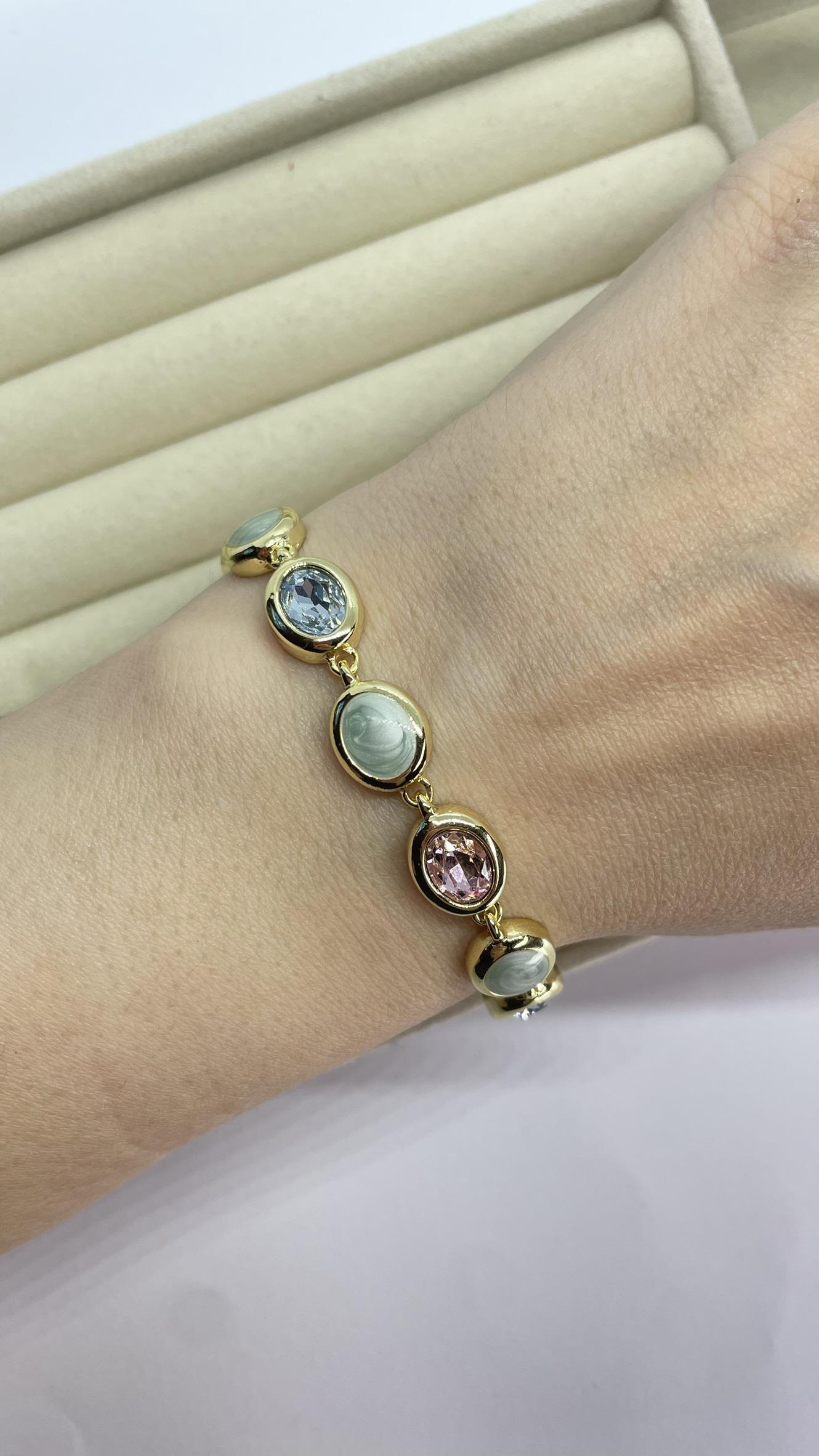 Premium Seri Mavi Pembe Taşlı Bileklik